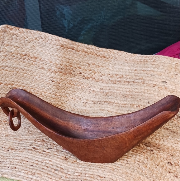 Vintage Hand Carved Wood Bowl, Fruit Bowl, Handmade Bowl one peace wood - Picture 8 of 8